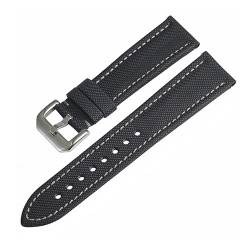 CBLDF Luxus Herrenuhr Nylonarmband Leder 20mm 22mm 23mm Schwarz Nylon Uhrenarmband Armband Wasserdicht (Color : Black3, Size : 23mm) von CBLDF