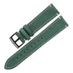 CBLDF Mattierte Haut Armband Gürtel Männer Frauen 20mm 21mm Matte Leder Uhrenarmbänder Grün Unisex Weiche Uhr Armband Zubehör (Color : Green-Black Clasp, Size : 20mm) von CBLDF