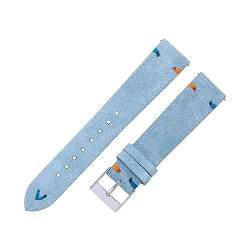 CBLDF Wildleder-Uhrenarmbänder, 18 Mm, 20 Mm, Handgenäht, Beige, Grün, Blau, Wildleder-Uhrenarmbänder For Mann Und Frau, Schnellverschluss-Uhrenarmband (Color : Sky blue 1, Size : 22mm) von CBLDF