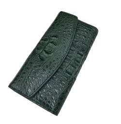 Authentic True Crocodile Skin Damen Lange Chic Wallet Female Card Holders Exotic Real Alligator Leder Lady Large Clutch Geldbörse, Grün , Modisch und lässig von CBLdF