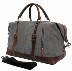 CBLdF Damenhandtasche Vintage Canvas Leder Männer Reisetaschen Carry On Gepäcktaschen Männer Duffel Taschen-Dunkelgrau von CBLdF