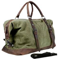 CBLdF Damenhandtasche Vintage Canvas Leder Männer Reisetaschen Carry On Gepäcktaschen Männer Duffel Taschen-Grün von CBLdF