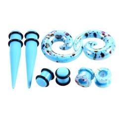 4 Pairs Acrylic Ear Tunnels Plugs （2-10mm）Acrylic Color Printing For Women Men Punk Body Piercing Jewelry (Color : Sea Blue, Size : 5mm) von CBLdf