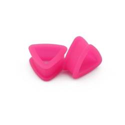 Ohr tunnel plug 1 Pair Silicone Ear Plugs Tunnels Five Pointed Star+heart Shape+trianglePunk Hip-hop Ear Expander For Women Men Body Piercing Jewelry (Color : Triangle-Pink, Size : 14mm) von CBLdf