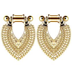 Ohr tunnel plug 2 PCS Ear Tunnel Plug (4-30mm) 4 Patterns And 3 Colors Retro Bohemian Style -Stainless Steel 316l Pierced Hangers Earrings For Stretched Earlobe (Color : A-Gold, Size : 30mm) von CBLdf