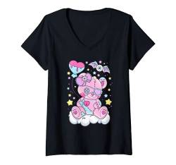 Damen Kawaii Pastell Goth Süßer Gruseliger Bär T-Shirt mit V-Ausschnitt von CC Pastel Goth Anime Vaporwave Aesthetic