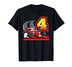 4 Jahre Altes Kleinkind Junge Formel Rennwagen 4. Geburtstag T-Shirt von CC Race Car Birthday Party Supplies