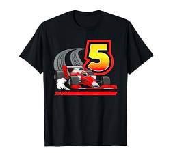 5 Jahre altes Kleinkind Junge Formel Rennwagen 5. Geburtstag T-Shirt von CC Race Car Birthday Party Supplies