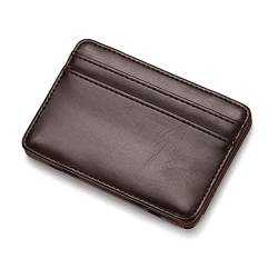CCAFRET Damen Geldbörse Arrival Leather Magic Wallets Ultra Thin Mini Wallet Men Small Wallet PU Leather Wallets (Color : Dark Brown) von CCAFRET