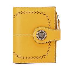 CCAFRET Damen Geldbörse Echtes Leder Brieftaschen for Frauen, die kleine einfache Kurze Bifold-Mini-Münz-Taschengeldbörse for jugendlich Mädchen blockieren (Color : Light Yellow) von CCAFRET