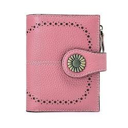 CCAFRET Damen Geldbörse Echtes Leder Brieftaschen for Frauen, die kleine einfache Kurze Bifold-Mini-Münz-Taschengeldbörse for jugendlich Mädchen blockieren (Color : Pink) von CCAFRET