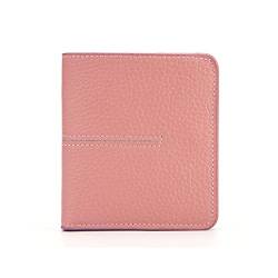 CCAFRET Damen Geldbörse Echtes Leder Frauen Brieftasche Einfache Nähfaden Kurzer Mini Geldbörsen Weibliche Geldbörsen Damen Geld Kupplungshalter (Color : Pink) von CCAFRET