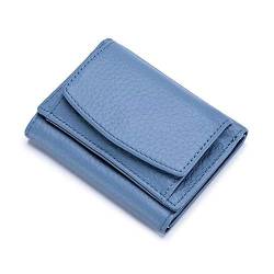 CCAFRET Damen Geldbörse Echtes Leder Frauen Brieftasche Münze Geldbörse Weibliche Leder Brieftasche (Color : Blue) von CCAFRET