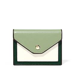 CCAFRET Damen Geldbörse Frauen Geldbörse Kurzes Kleines Leder Kreditkartenkoffer Slim Umschlag Frauen Brieftasche Geldbörse Mode Kupplung (Color : Green) von CCAFRET