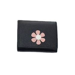 CCAFRET Damen Geldbörse Frauen Nette Blume Brieftasche HASP Entworfen PU Leder Mädchen Münze Geldbörsen Weibliche Kartenhalter (Color : Black) von CCAFRET