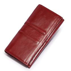 CCAFRET Damen Geldbörse Genuine Leather Women Wallet Long Multi-Card Holder Large Capacity Wallet for Women Mobile Phone Purse (Color : Red) von CCAFRET
