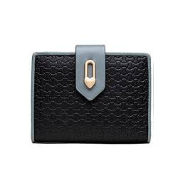 CCAFRET Damen Geldbörse Ladies Leder Brieftasche Große Kapazität Schnalle Brieftasche Multifunktionale Kurze Brieftasche Kupplung (Color : Black) von CCAFRET