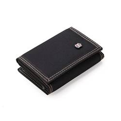 CCAFRET Damen Geldbörse Men 3-fold Coin Purse Solid Color Canvas Wallet with Card Pack (Color : Black) von CCAFRET