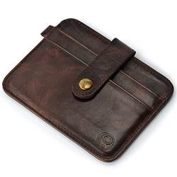 CCAFRET Damen Geldbörse Men Genuine Leather Slim Wallet Male Small Purse Mini Money Bag Walet Wallet Card Holder (Color : Bruin) von CCAFRET