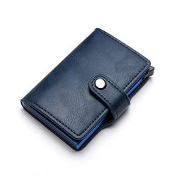 CCAFRET Damen Geldbörse Men Leather Wallet Cards Holder Protector Smart Wallet Aluminum Case Box Card Holder Wallet (Color : Blue) von CCAFRET