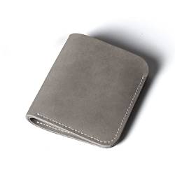 CCAFRET Damen Geldbörse Minimalist Handmade Genuine Leather Wallet Men Bifold 4 Card Holder Leather Wallet for Men Slim Small Wallet Genuine Leather (Color : Grijs) von CCAFRET