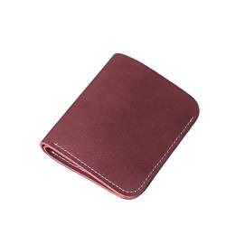 CCAFRET Damen Geldbörse Minimalist Handmade Genuine Leather Wallet Men Bifold 4 Card Holder Leather Wallet for Men Slim Small Wallet Genuine Leather (Color : Red) von CCAFRET