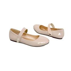 CCAFRET Damenschuhe Comfortable Women Flats Casual Ankle Strap Loafer Shoes Woman Footwear Flat (Color : Beige, Size : 13.5) von CCAFRET