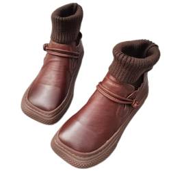 CCAFRET Damenschuhe Genuine Leather Vintage women socks boots pure leather minority design original single handmade thick soled shoes (Color : Coffee, Size : 8.5) von CCAFRET
