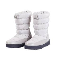 CCAFRET Damenschuhe Waterproof Women Boots Casual Warm Plush Winter Boots With Platform Waterproof Non-slip Shoes Snow Boots Female Mid-calf Shoes (Color : Black, Size : 6.5) von CCAFRET