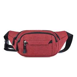 CCAFRET Herren umhängetasche Waist Bag Men and Women Simple Fashion Oxford Cloth Belt Bag Ladies Casual Waist Pack Mobile Phone Bag (Color : Red) von CCAFRET