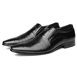 CCAFRET Herrenschuhe Elegant Snakeskin Oxford Shoes for Mens Large Sizes Formal Dress Wedding Loafers Male Slip On Masculino Footwear (Color : Black, Size : 6) von CCAFRET