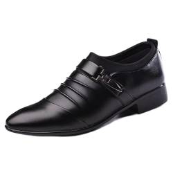 CCAFRET Herrenschuhe Man Flat Classic Men Dress Shoes Leather Wingtip Carved Formal Oxford for Winter (Color : Black, Size : 8) von CCAFRET