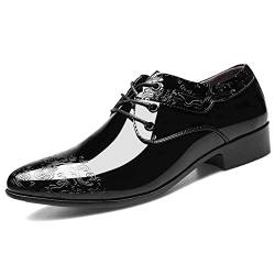 CCAFRET Herrenschuhe Men's Dress Shoe Clould Patent Leather Men Wedding Oxford Shoes Lace-Up Office Suit Men's Casual Shoes (Color : Black, Size : 13.5) von CCAFRET