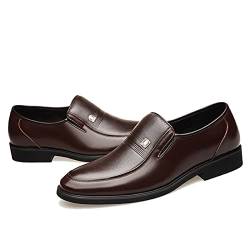 CCAFRET Herrenschuhe Men's Dress Shoe Genuine Leather Men Wedding Oxford Shoes Office Suit Men's Casual Shoes (Color : Bruin, Size : 9.5) von CCAFRET