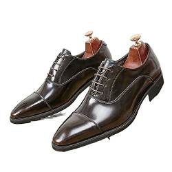 CCAFRET Herrenschuhe Oxford Dress Shoes Men Genuine Cow Leather Suit Shoes Footwear Wedding Formal Shoes (Color : Bruin, Size : 8.5) von CCAFRET