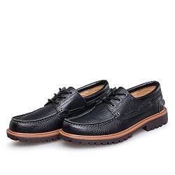 CCAFRET Herrenschuhe Shoes Real Leather Punk Style Urban Retro Hand-Sewing Men Business Shoes Casual Oxford Shoes (Color : Black, Size : 12.5) von CCAFRET