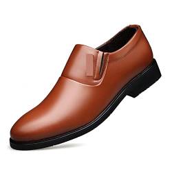 CCAFRET Herrenschuhe Spring Mens Quality PU Leather Shoes Black Man Dress Shoes Man Office Leather Shoe (Color : Bruin, Size : 11) von CCAFRET