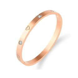 CCAIPU 18K Gold Plattiert Frauen Armband, 4MM Titanium Stahl Kristall Armband Freundschaft Geschenke für Mutter Mädchen (Roségold-C) von CCAIPU