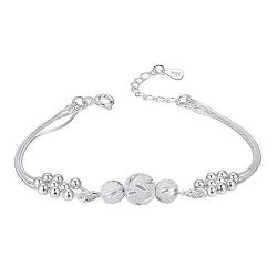 CCAIPU Damen Armband Elegant Perle 925 Sterling Silber Stern Double Layer Armband verstellbar Modeschmuck Armband Herz Armband (B-Silber) von CCAIPU