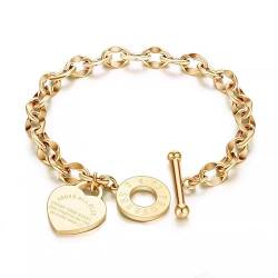 Damen Armband Elegant Perle 925 Sterling Silber Stern Double Layer Armband verstellbar Modeschmuck Armband Herz Armband (C-Gold) von CCAIPU