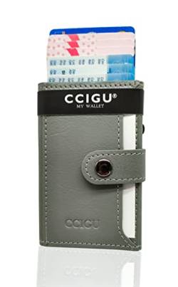 CCIGU® Slim Wallet mit Münzfach & RFID-Schutz - Mini Geldbörse Herren & Damen klein - Kartenhalter Portmonee Portemonnaie klein - Kreditkartenetui Kartenetui - Mini Portmonee Leder Geldbeutel Schwarz von CCIGU