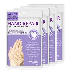 Hand Mask Feuchtigkeitsspendende Handschuhe für die Handpflege Pflegende Regenerierende Peeling-Maske für Trockenes Altern und Rissige Hände (4 Paar) von CCKULOOB