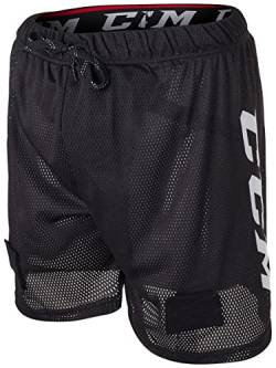 CCM Herren Hockey Mesh Jock Shorts mit Sockenlaschen Loose Fit Größe Senior, Schwarz, XL von CCM