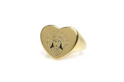 CCNGDS 14k Gold Chicano Nonne Siegelring - Personalisierter Chicano Ring - Religiöser Schmuck - Herzförmiger Ring von CCNGDS