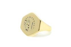 CCNGDS Chicano-Siegelring aus 14 Karat Gold – Chicano-Nonnenring – spiritueller Ring – sechseckiger Ring von CCNGDS