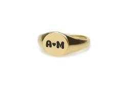 CCNGDS Jahrestag Gold Siegelring – 14k Gold Initialen Ring – Romantischer Geschenkring – Paarring von CCNGDS