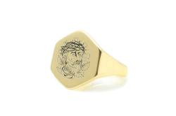 CCNGDS Jesus-Siegelring aus 14 Karat Gold – Chicano-Schmuck – Unisex-Ring – sechseckiger Ring von CCNGDS