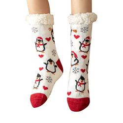 Bettsocken Damen 39-42 Flauschig Weihnachten Atmungsaktive Kuschelsocken Haussocken Muster Günstig Socken Weihnachtssocken Gefüttert Winter Hüttensocke Wintersocken Rutschfest Warme Kurzsocken von CCOOfhhc