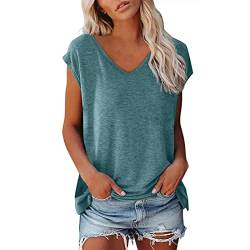 CCOOfhhc Bluse Damen Elegant Ärmellose T-Shirt Casual T Shirt Weiß Oberteile mit Flügelärmeln Frauen Schwarz Kleidung Sommer Grau Shirts Casual Sommer Longshirt Tunika von CCOOfhhc