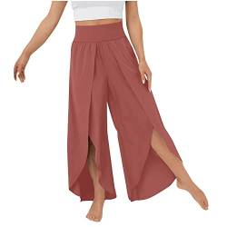 CCOOfhhc Culottes Hosen Damen Leichte Sommerhose, Damen Wickelhose mit Schlitz Weites Bein Rüschen Hose Sommer Yogahose Leicht Luftige Sommerhosen Plissee Bequeme Sporthose für Frauen Schlaghose von CCOOfhhc